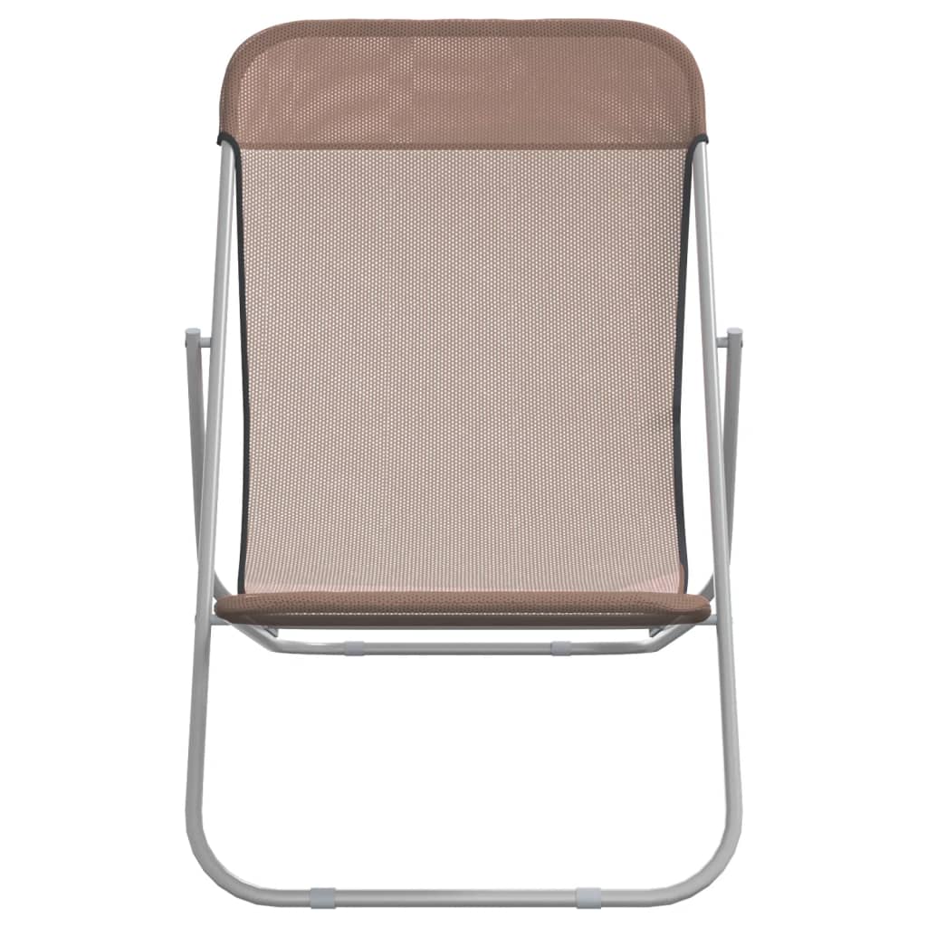 Folding beach chairs 2pcs textilene/steel powder coated brown