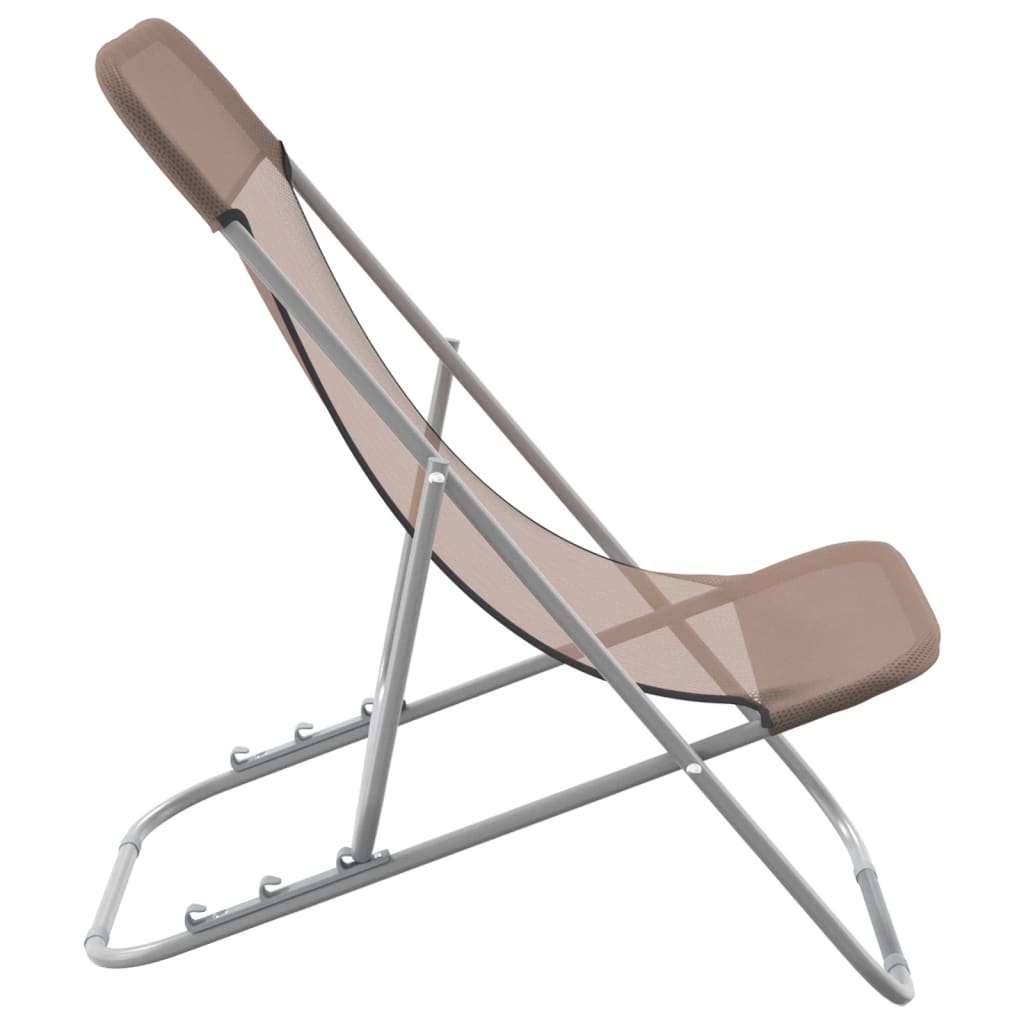 Folding beach chairs 2pcs textilene/steel powder coated brown