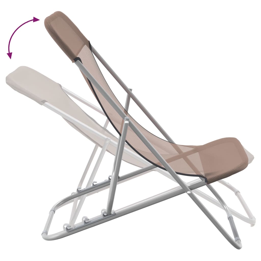 Folding beach chairs 2pcs textilene/steel powder coated brown