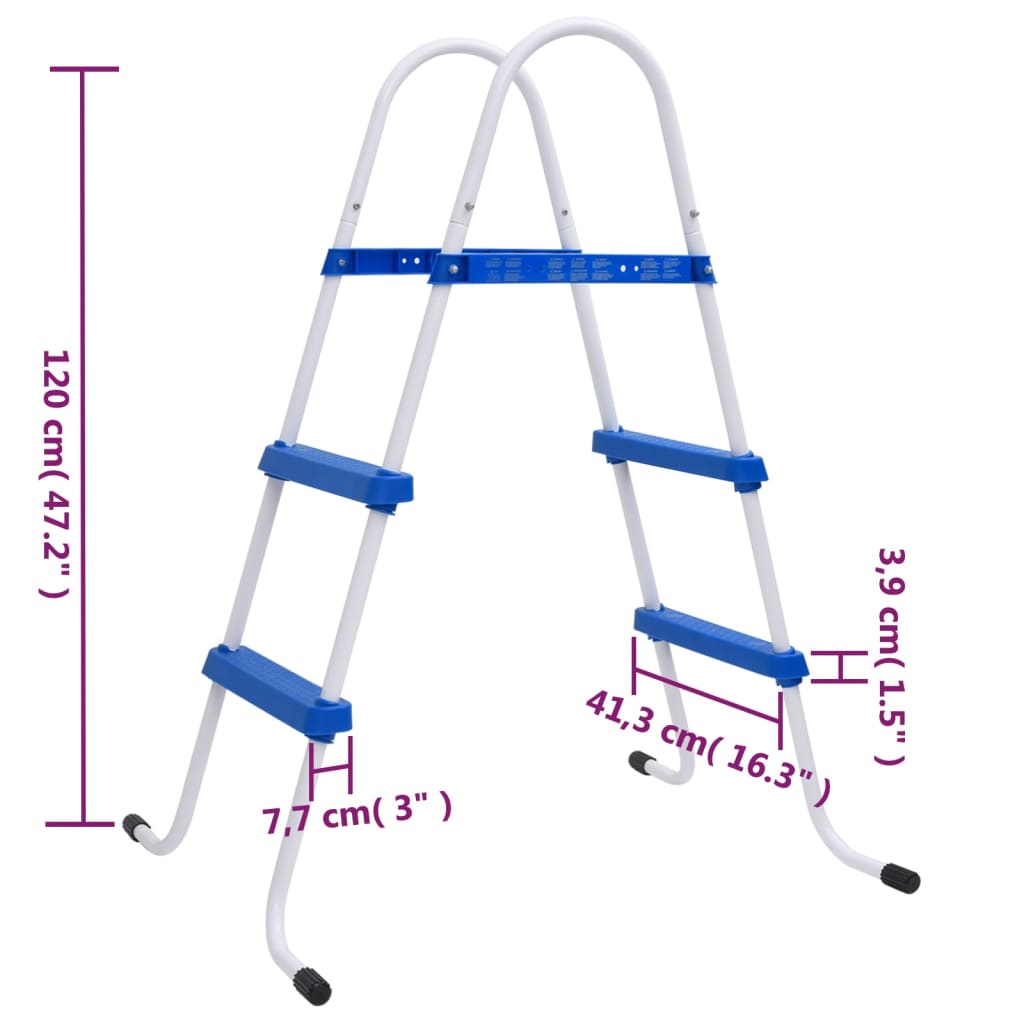 Escada para piscina 84 cm aço azul e branco