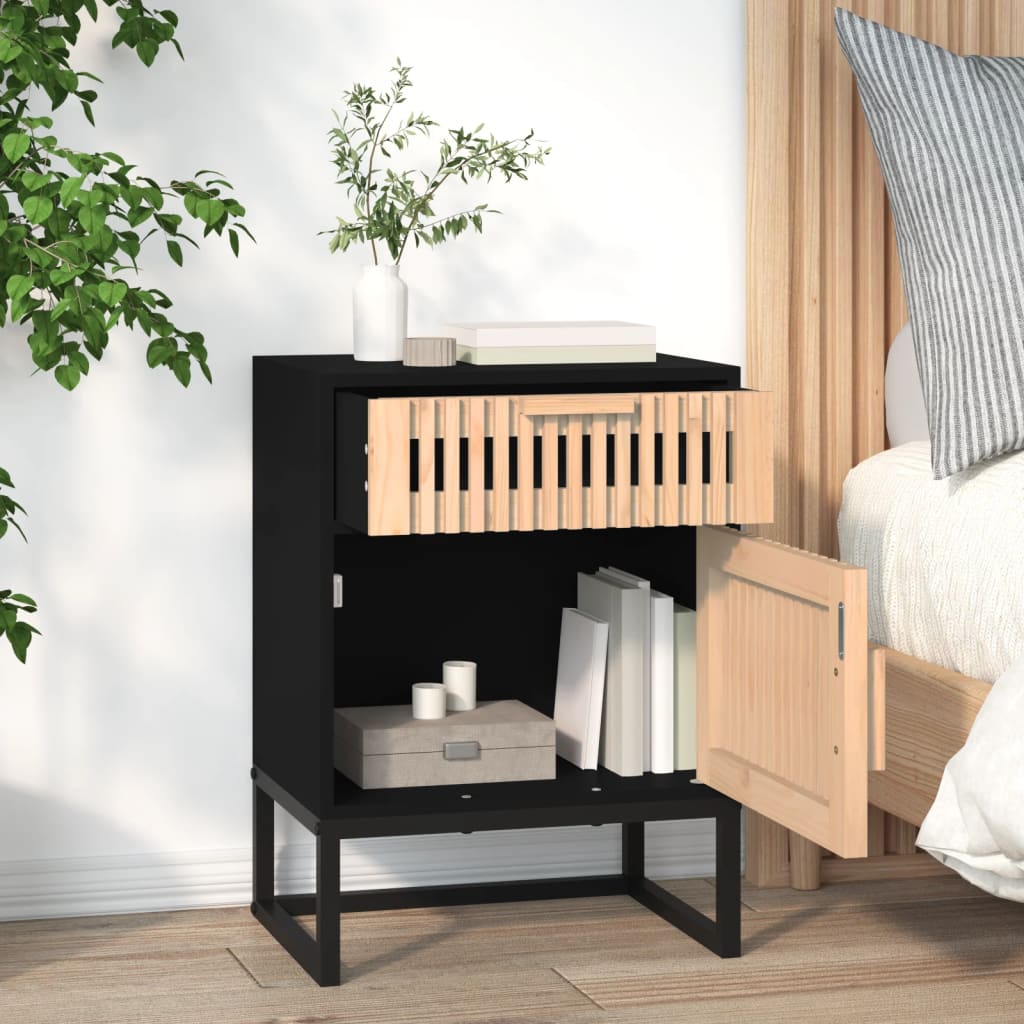 Bedside table 40x30x55.5 cm wood/black iron derivatives