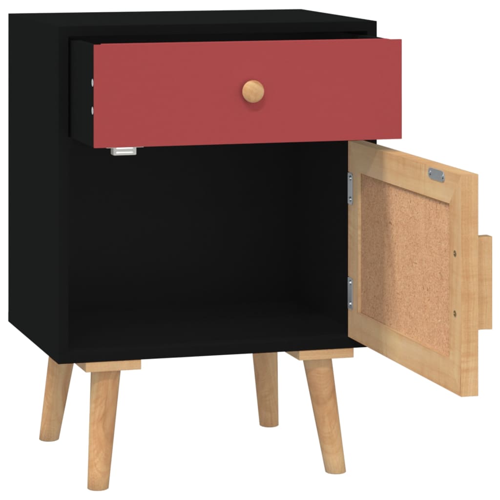 Bedside tables 2 pcs 40x30x55 cm wood derivatives black