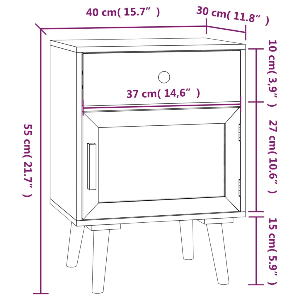 Bedside tables 2 pcs 40x30x55 cm wood derivatives black