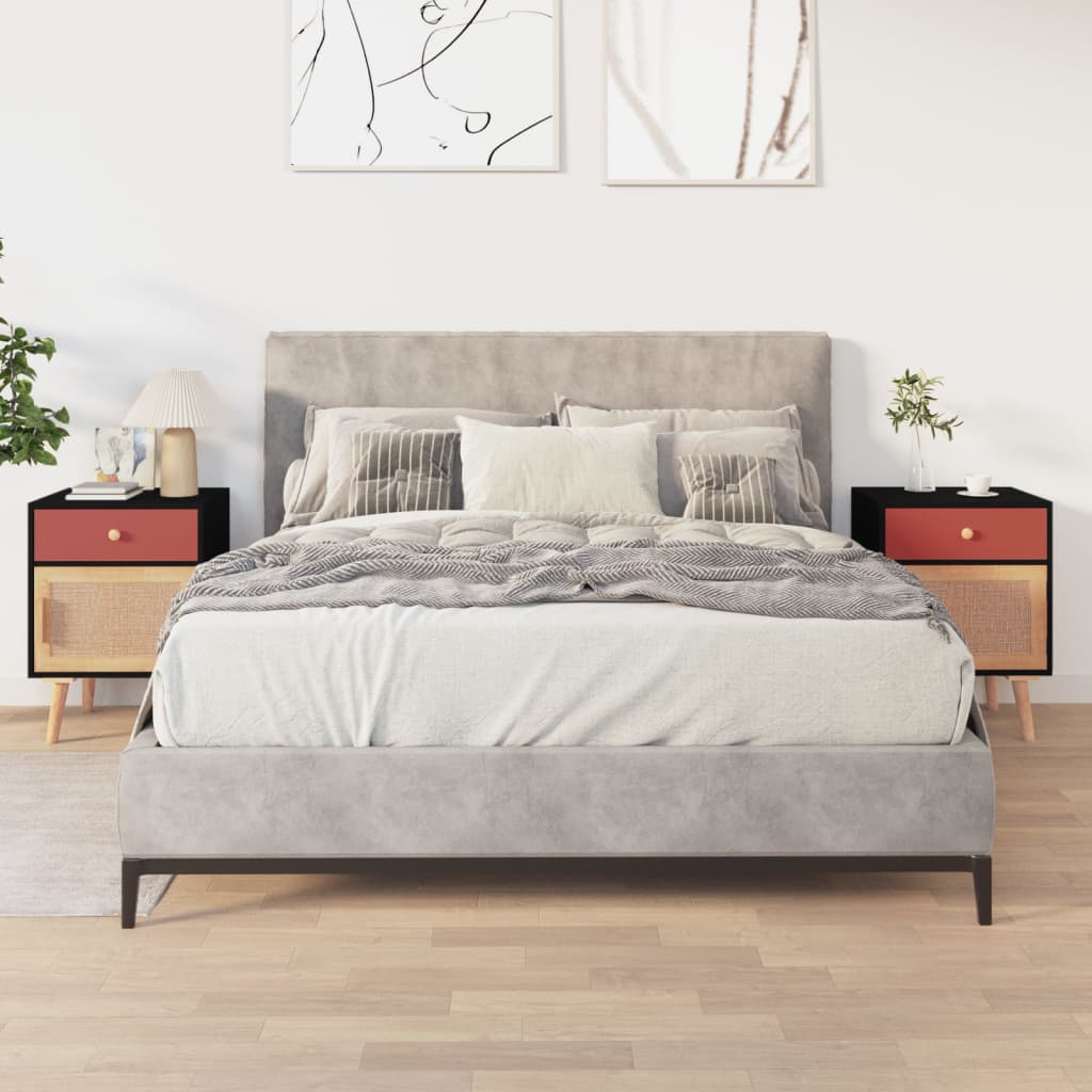 Bedside tables 2 pcs 40x30x55 cm wood derivatives black
