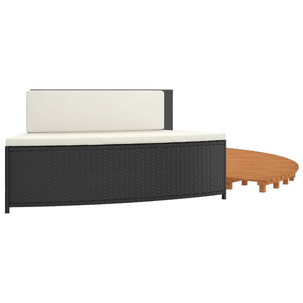 Black PE wicker and solid acacia wood bathtub surround