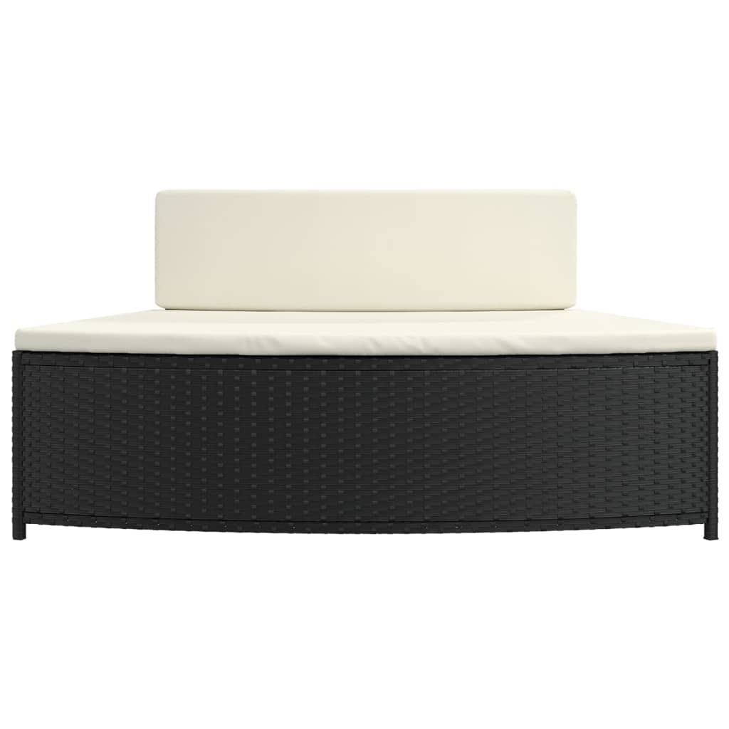 Spa benches with cushions 2 pcs black poly rattan