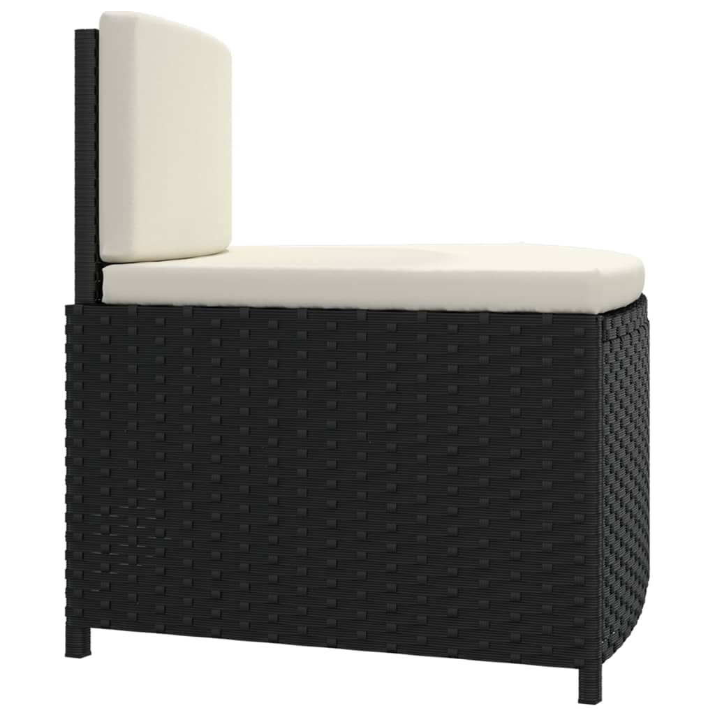 Spa benches with cushions 2 pcs black poly rattan