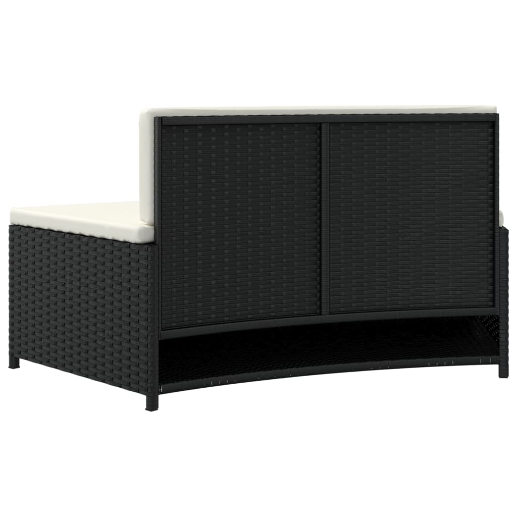 Spa benches with cushions 2 pcs black poly rattan
