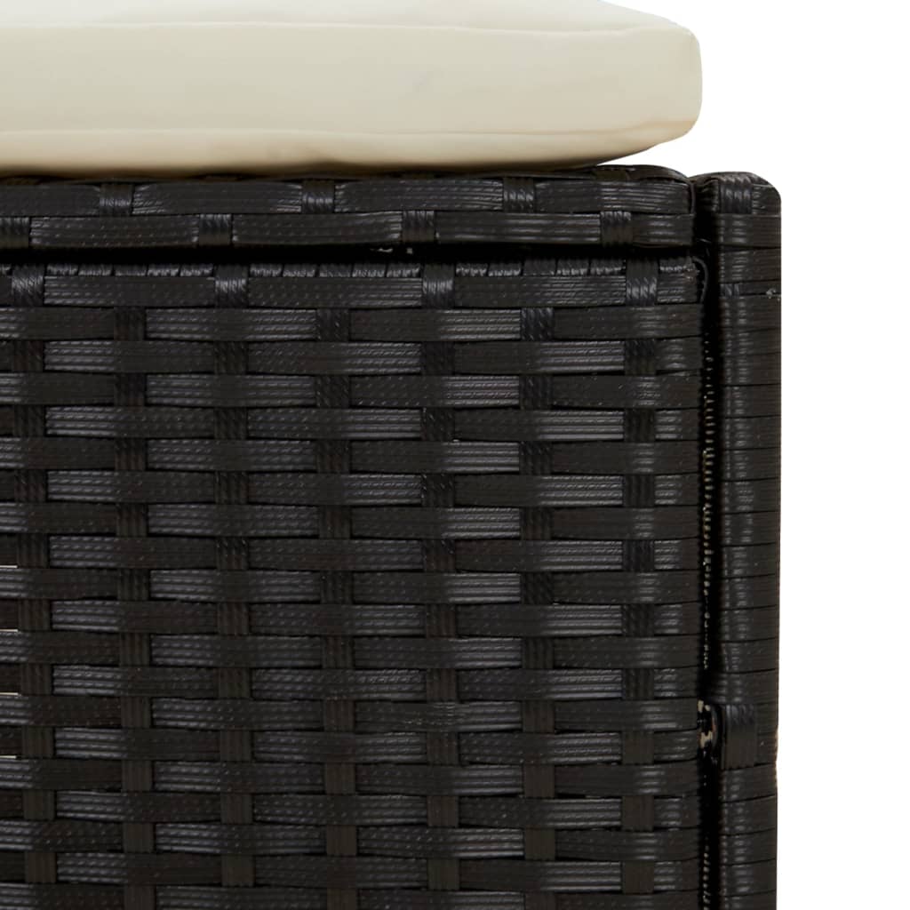 Spa benches with cushions 2 pcs black poly rattan