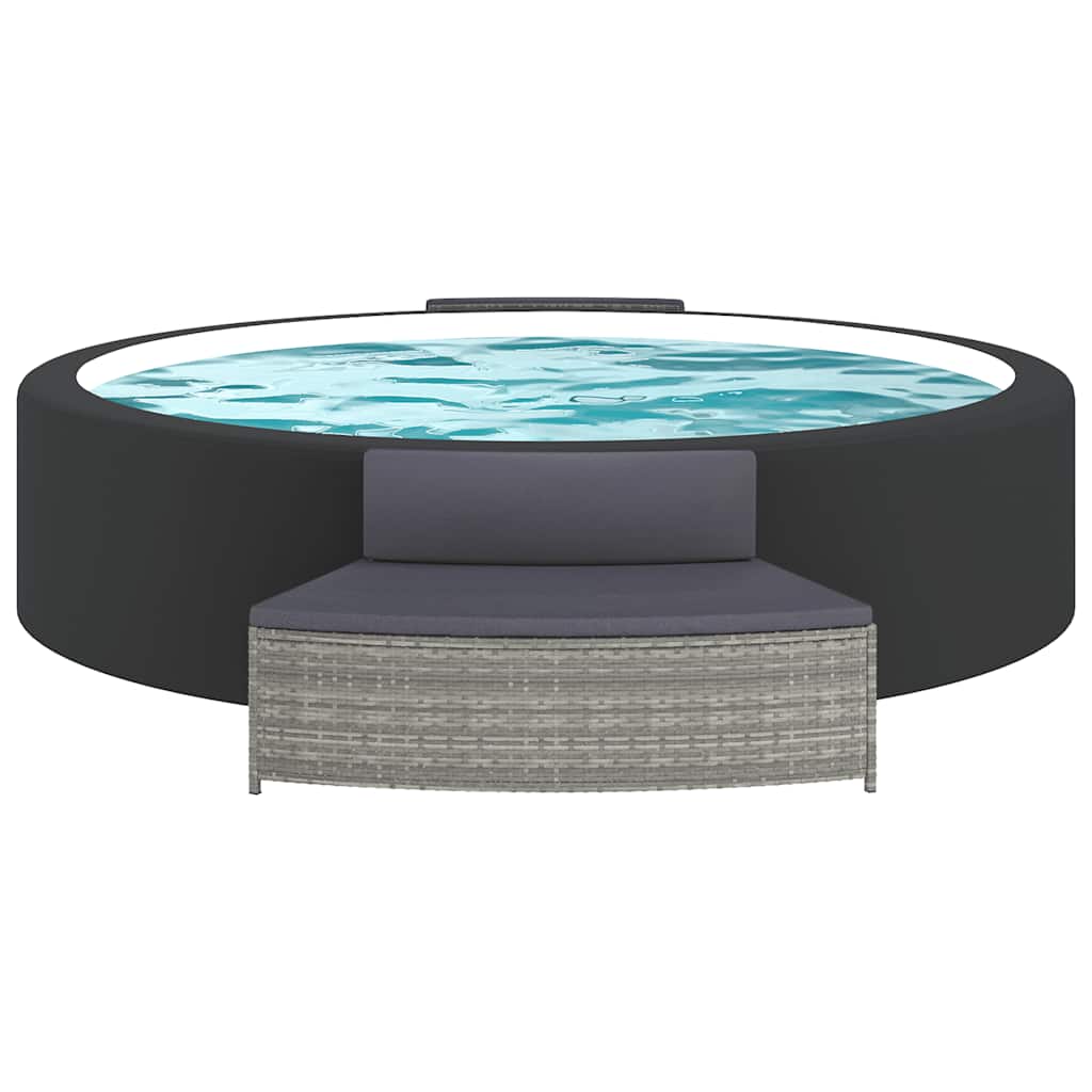 Spa benches with cushions 2 pcs PE rattan grey