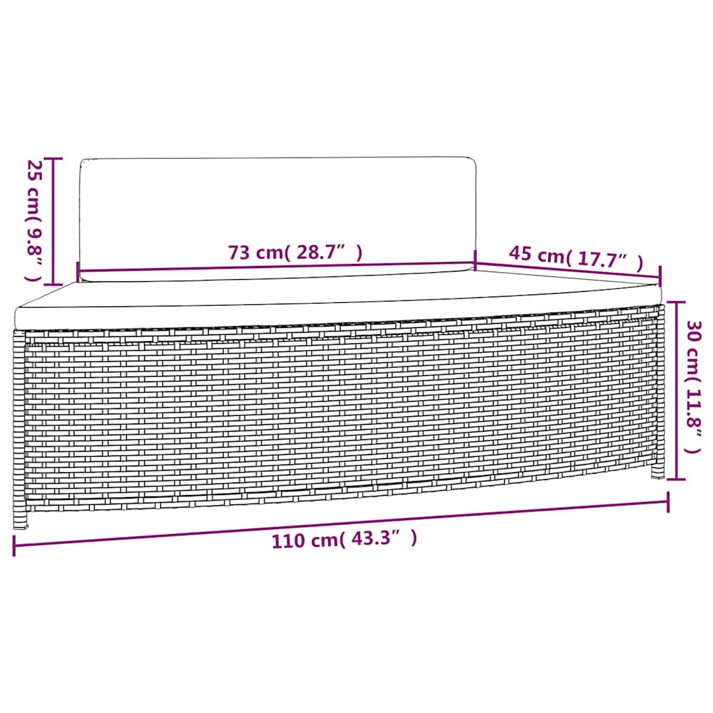 Spa benches with cushions 2 pcs PE rattan grey
