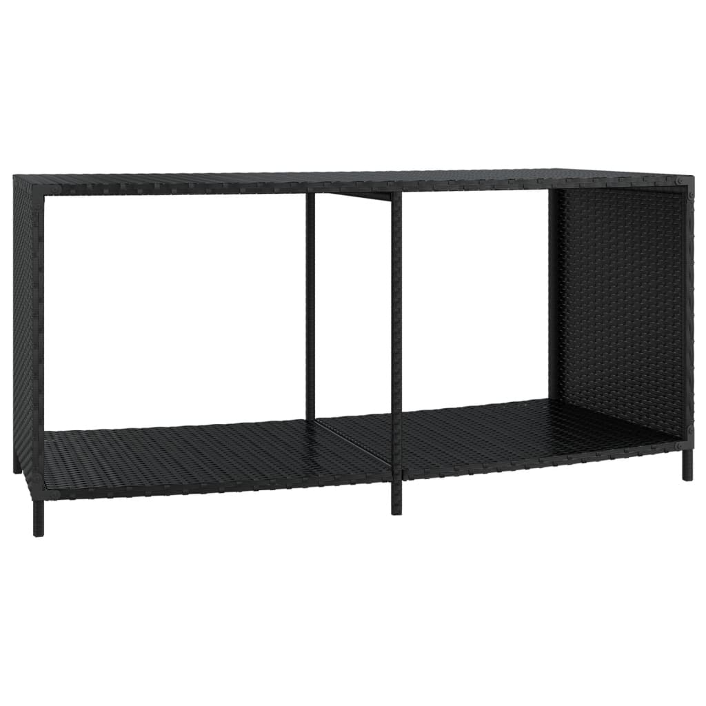 Storage shelves 2 pcs PE rattan black