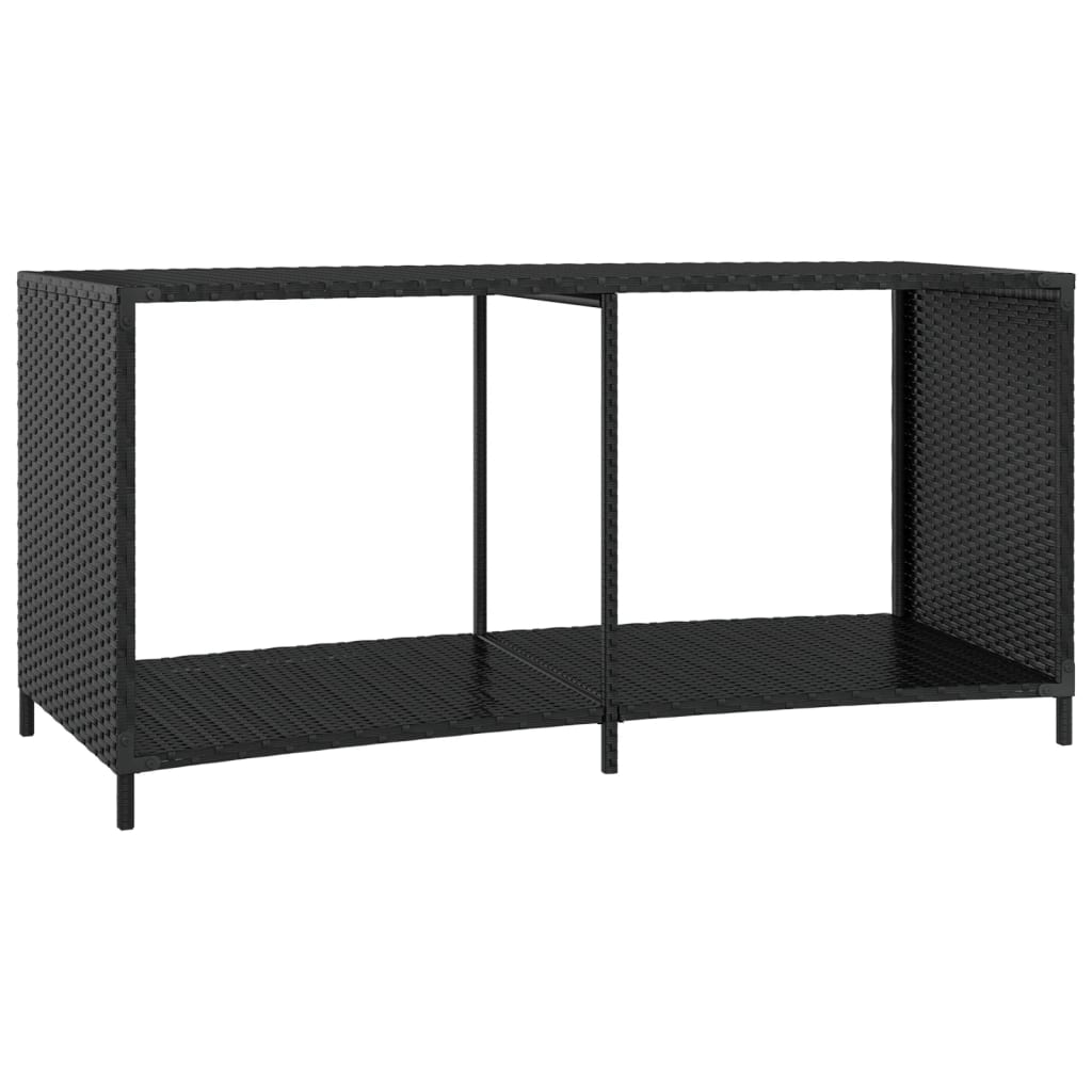 Storage shelves 2 pcs PE rattan black
