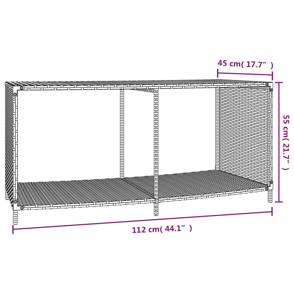 Storage shelves 2 pcs PE rattan black
