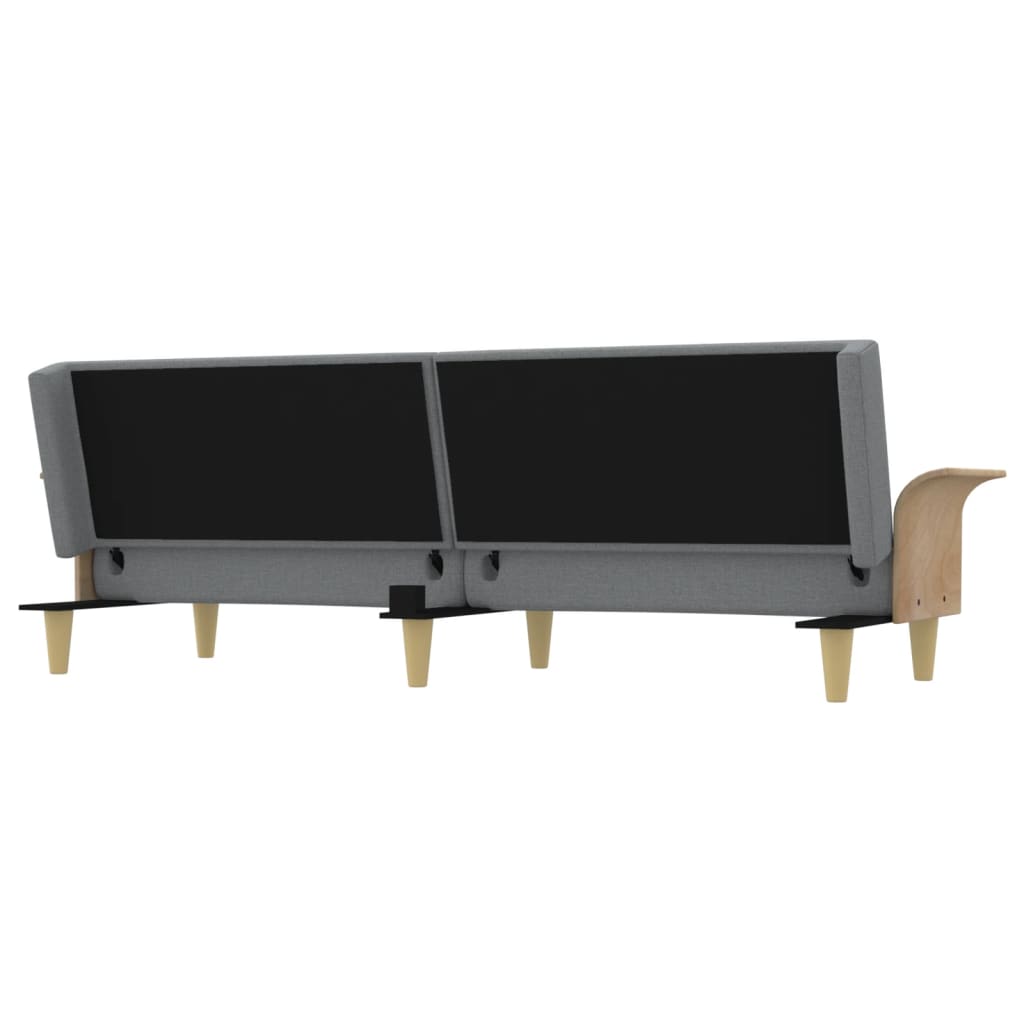 Sofá-cama com apoio de braços tecido cinzento-claro