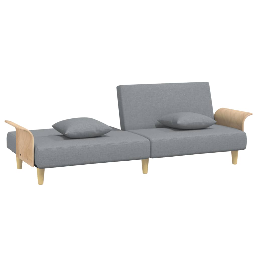 Sofá-cama com apoio de braços tecido cinzento-claro
