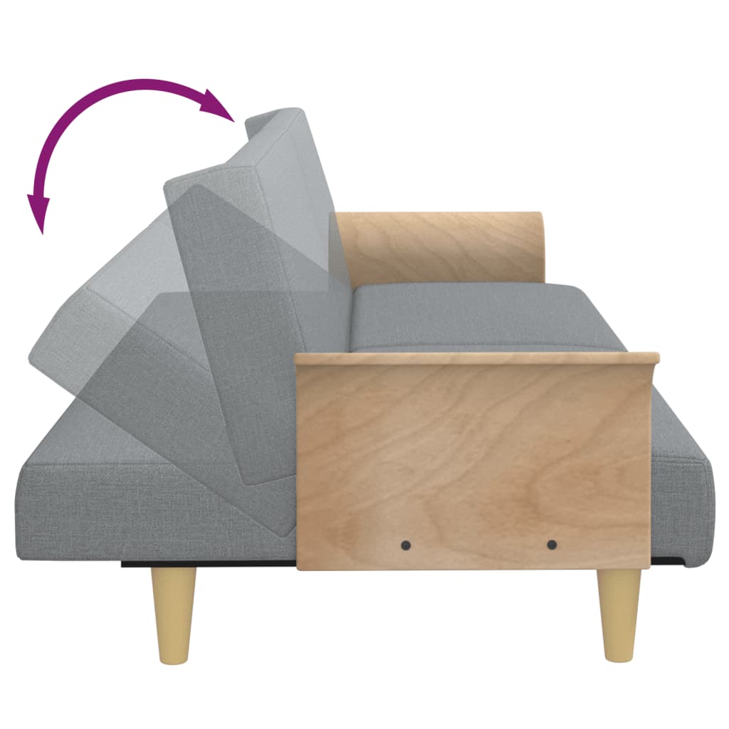 Sofá-cama com apoio de braços tecido cinzento-claro