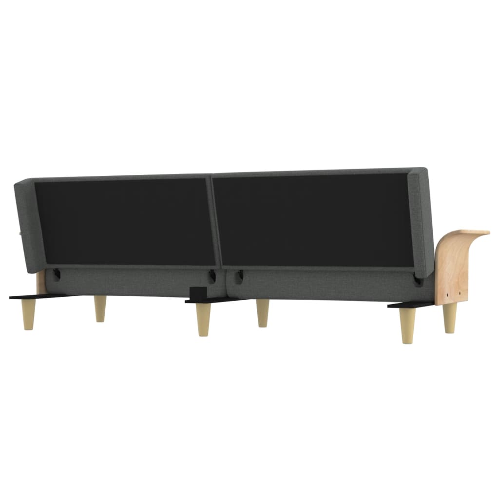 Sofá-cama com apoio de braços tecido cinzento-escuro