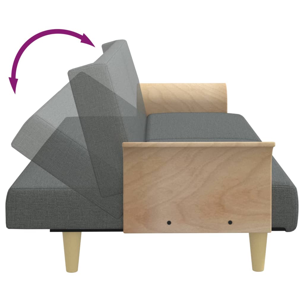 Sofá-cama com apoio de braços tecido cinzento-escuro