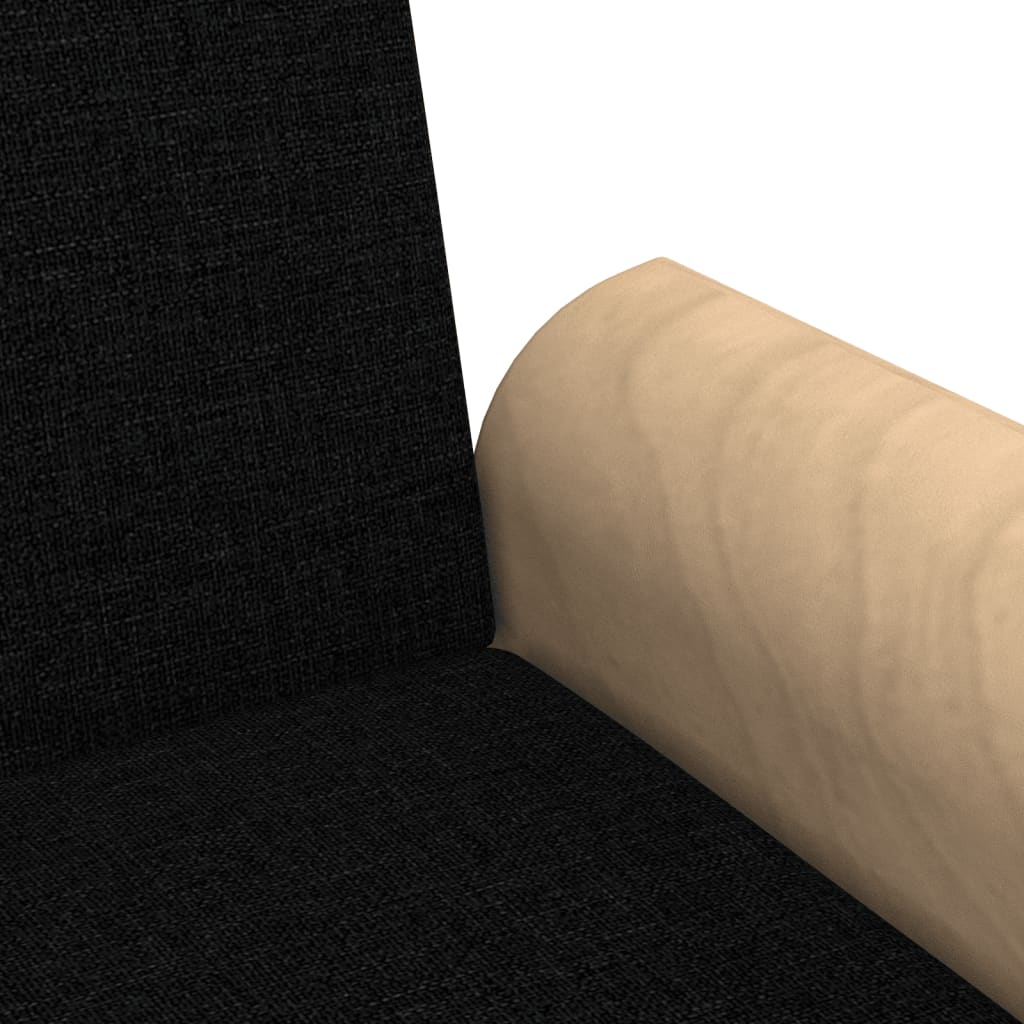 Sofa bed with armrests in black fabric