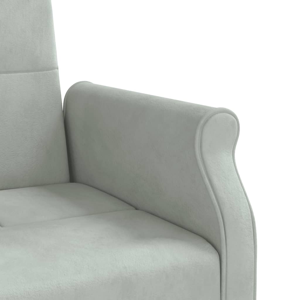 Sofá-cama com almofadões veludo cinzento-claro