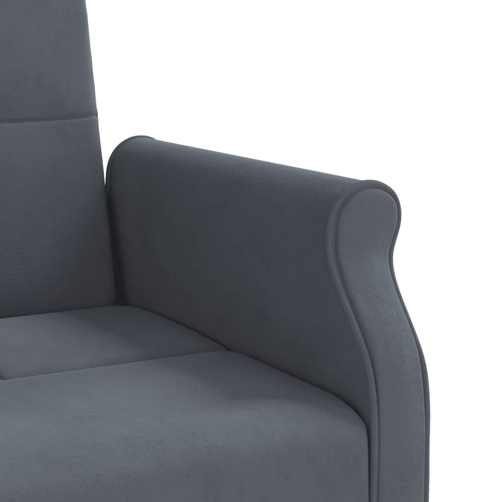 Sofá-cama com almofadões veludo cinzento-escuro