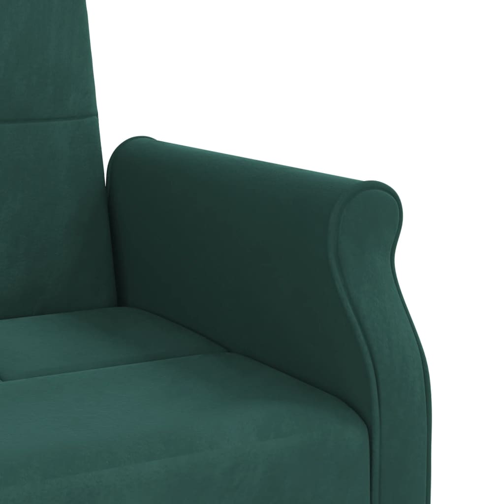 Sofa bed with dark green velvet cushions