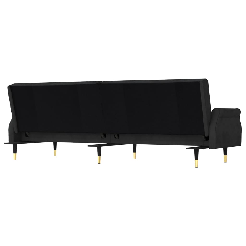 Sofá-cama com almofadões veludo preto