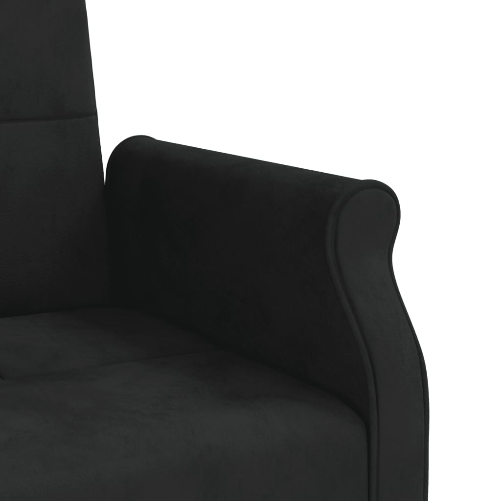 Sofá-cama com almofadões veludo preto