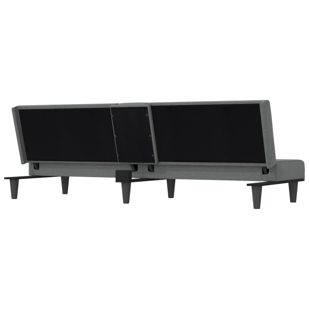 Sofá-cama com suportes para copos tecido cinzento-escuro