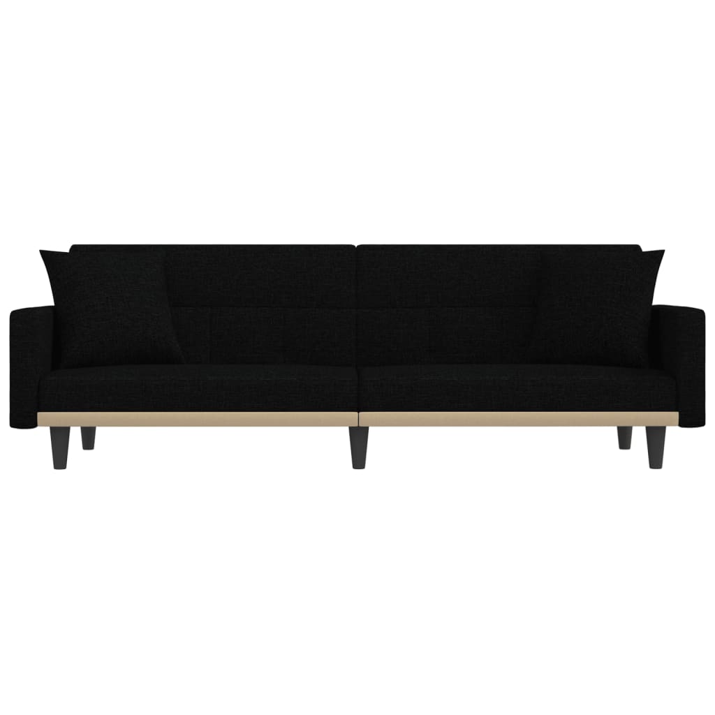 Sofá-cama com almofadões tecido preto