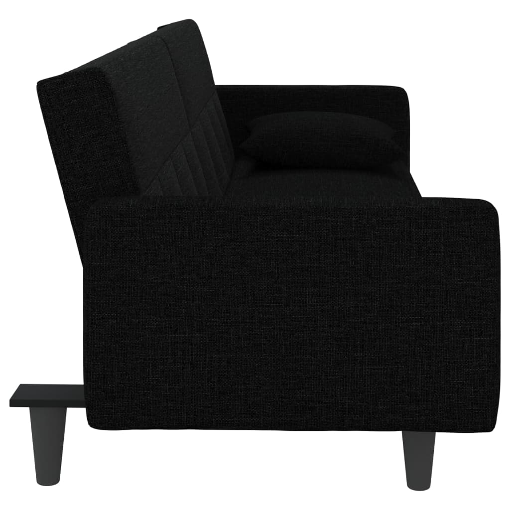 Sofá-cama com almofadões tecido preto