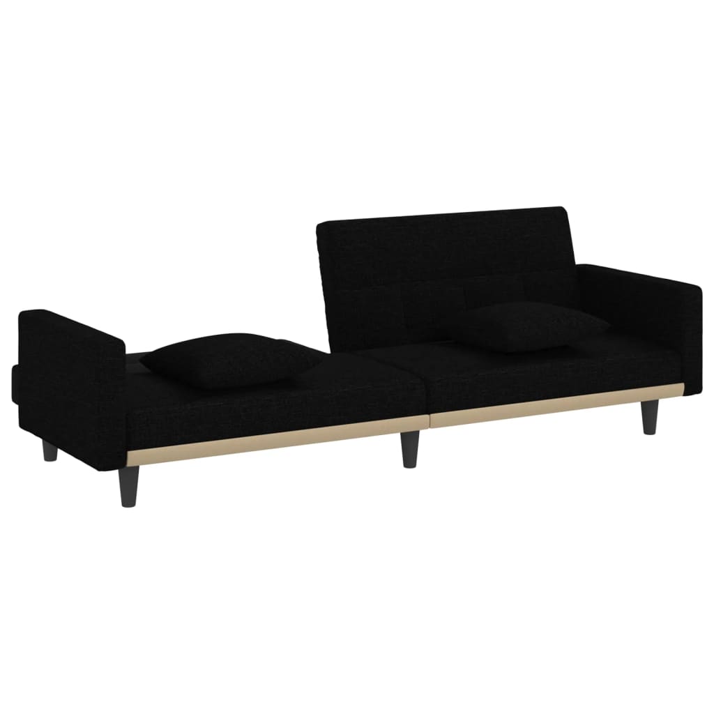 Sofá-cama com almofadões tecido preto