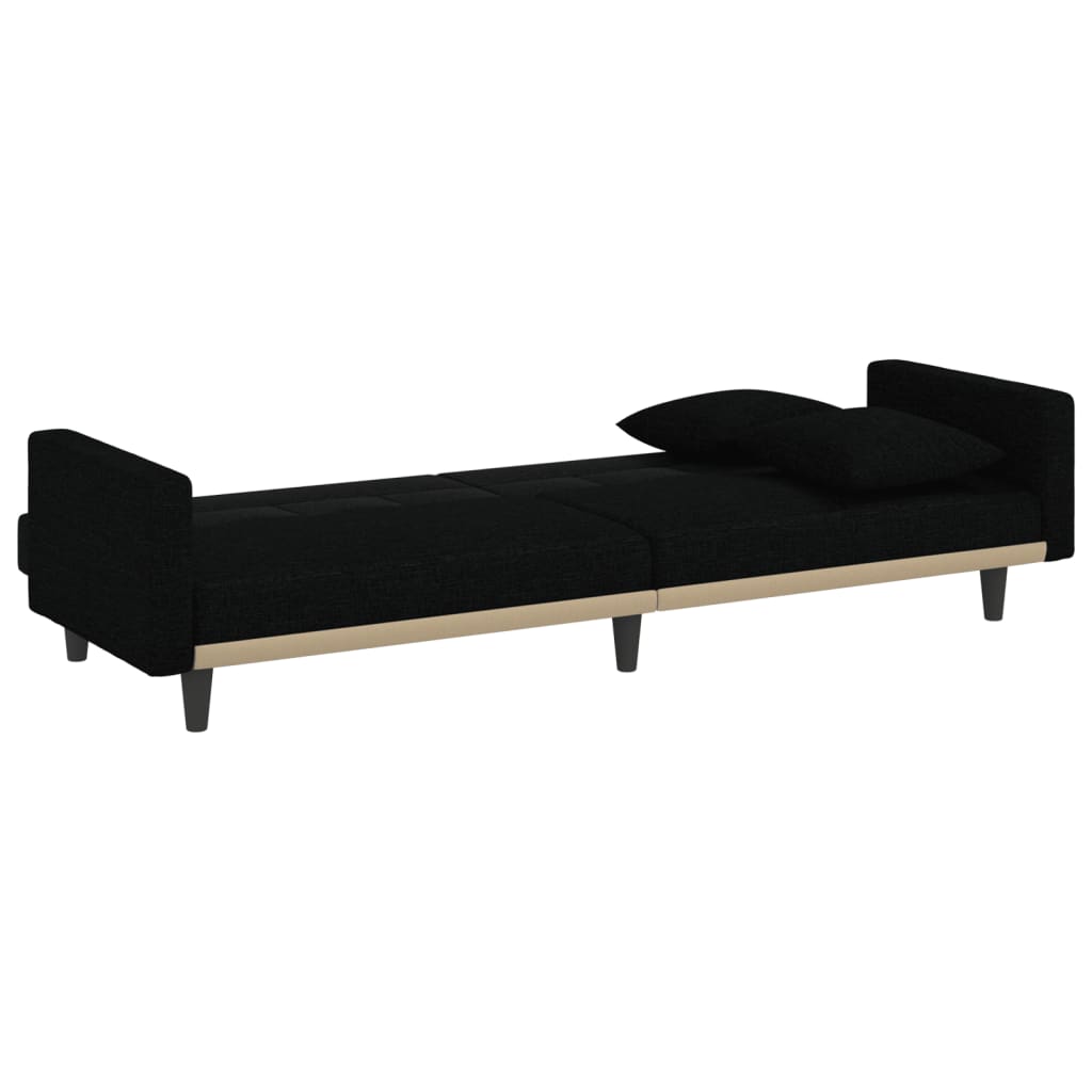 Sofá-cama com almofadões tecido preto