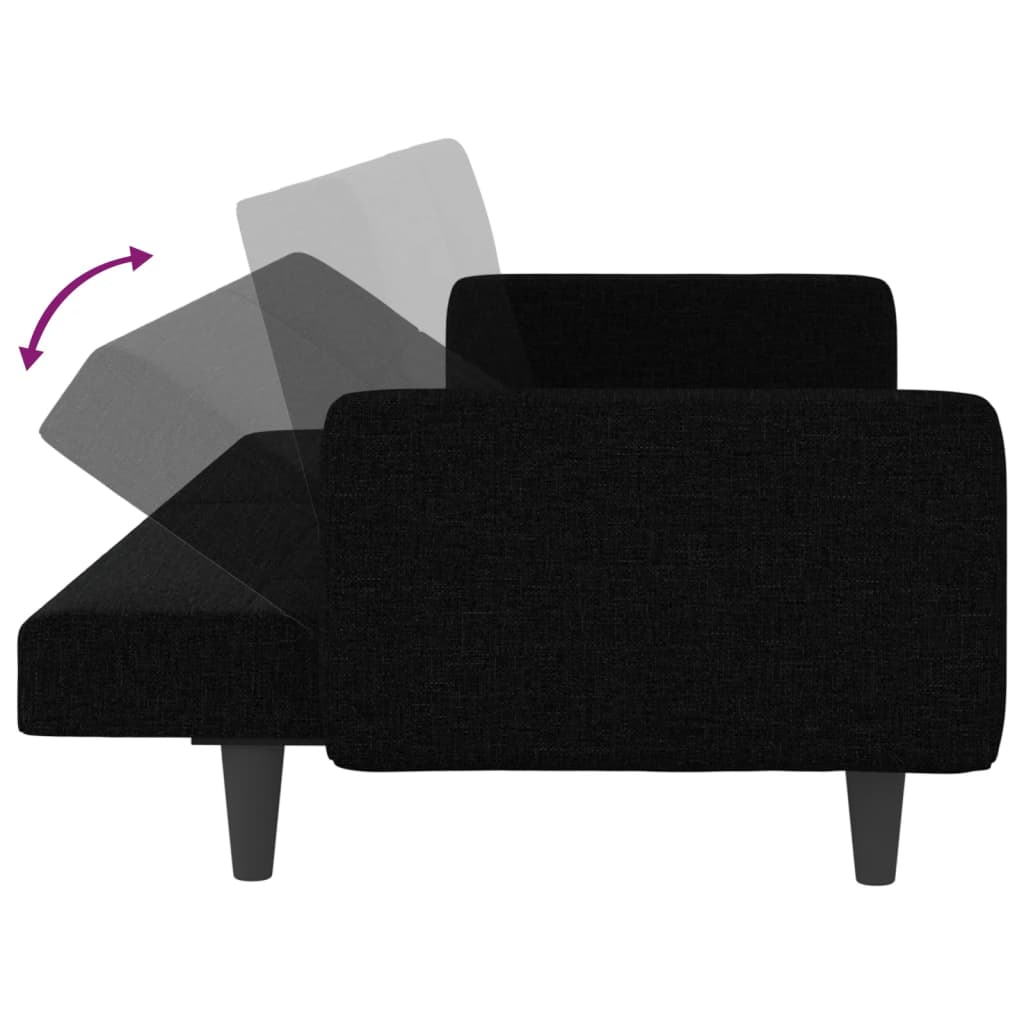 Sofá-cama com almofadões tecido preto