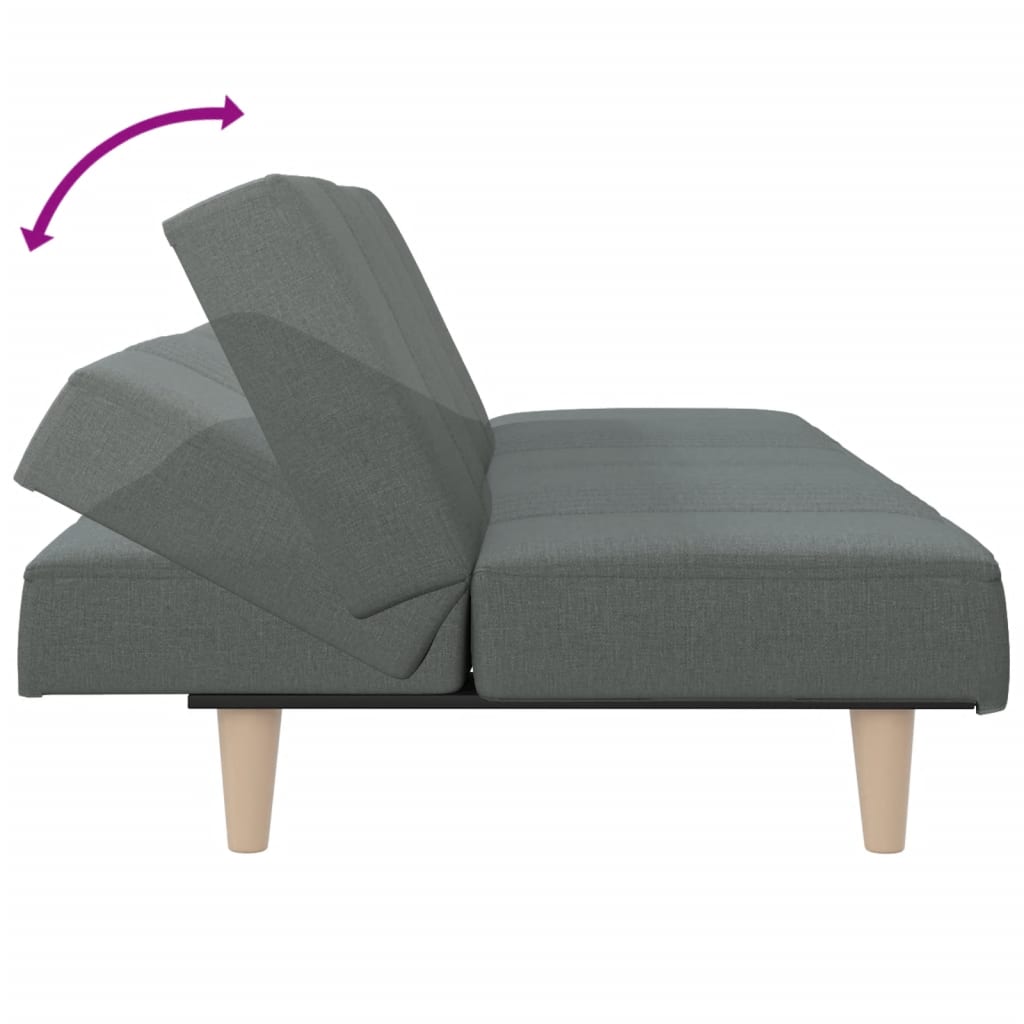 Sofá-cama tecido cinzento-escuro