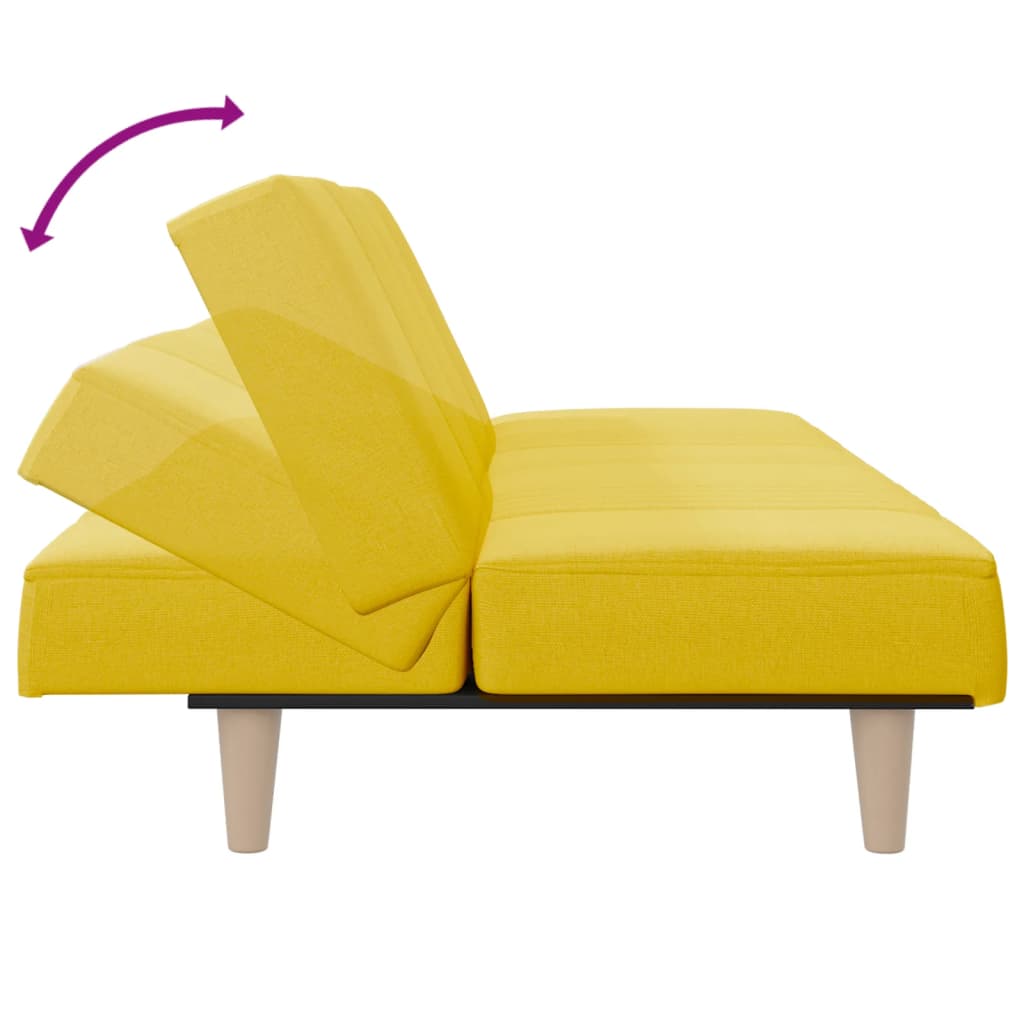 Sofá-cama tecido amarelo-claro
