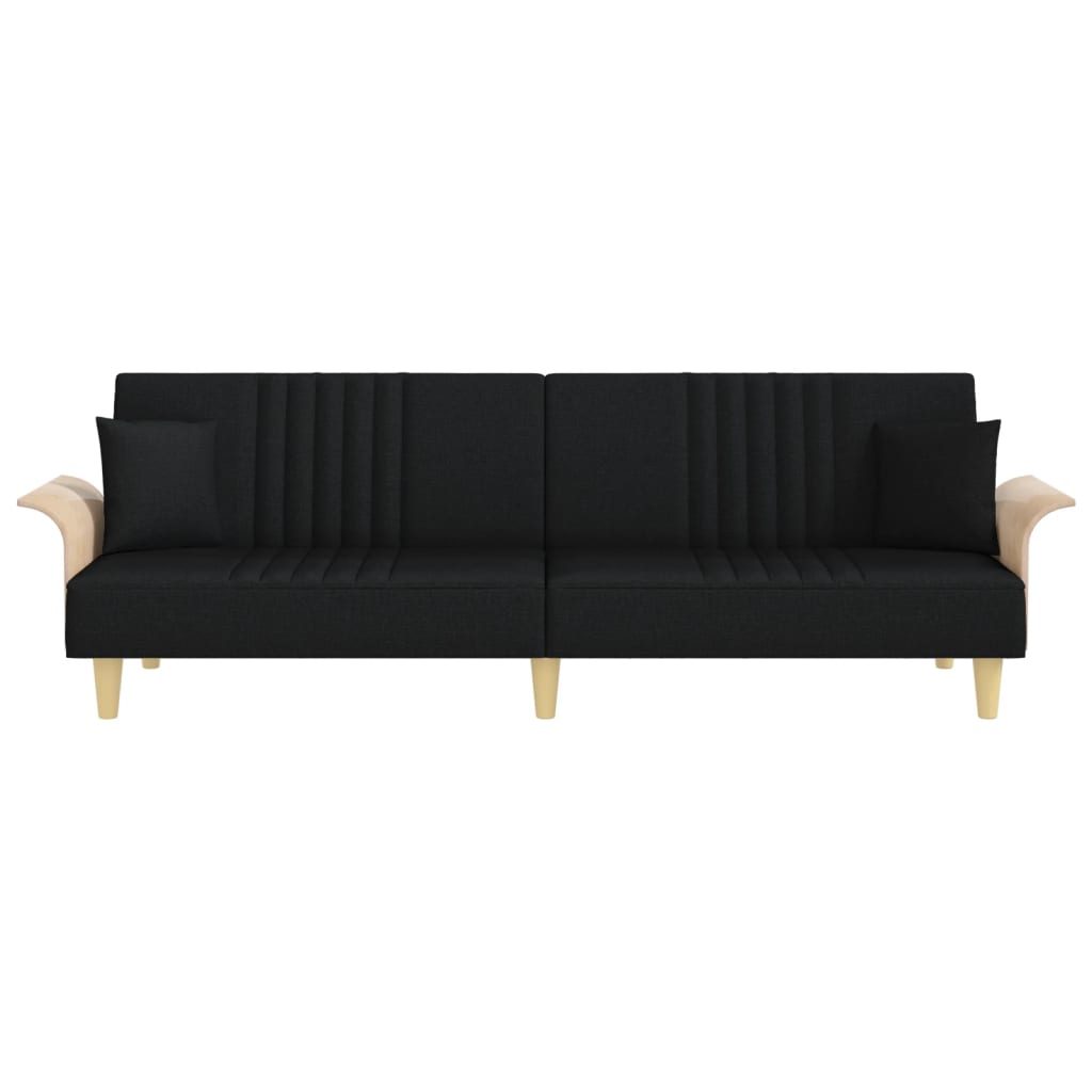 Sofá-cama com apoio de braços tecido preto