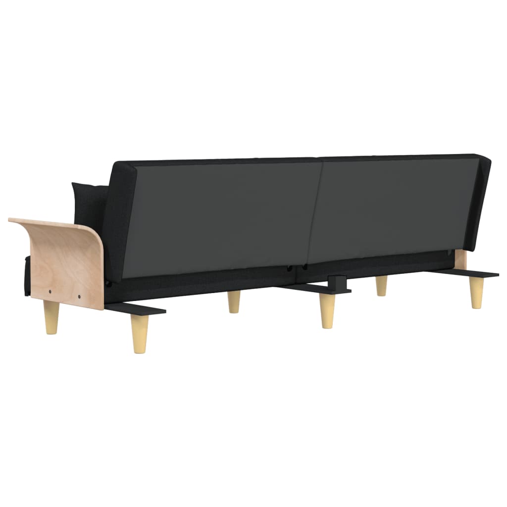 Sofá-cama com apoio de braços tecido preto