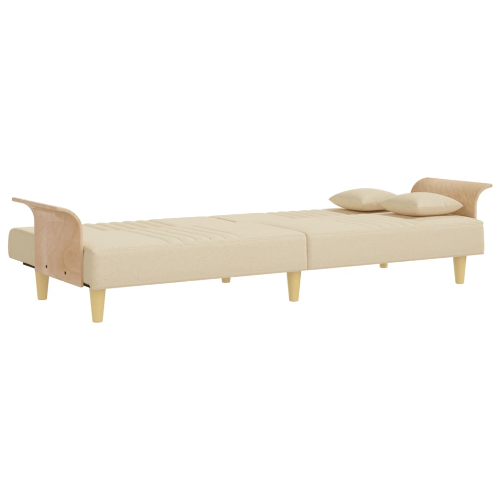 Sofá-cama com apoio de braços tecido cor creme