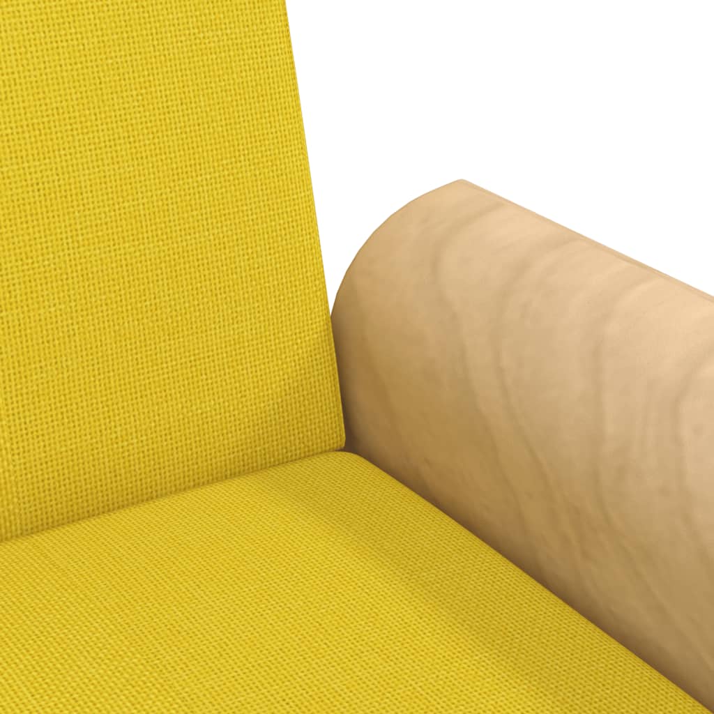 Sofá-cama com apoio de braços tecido amarelo-claro