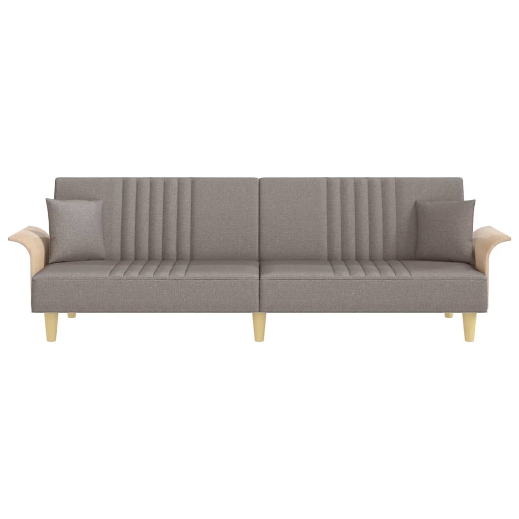 Sofá-cama com apoio de braços tecido cinzento-acastanhado