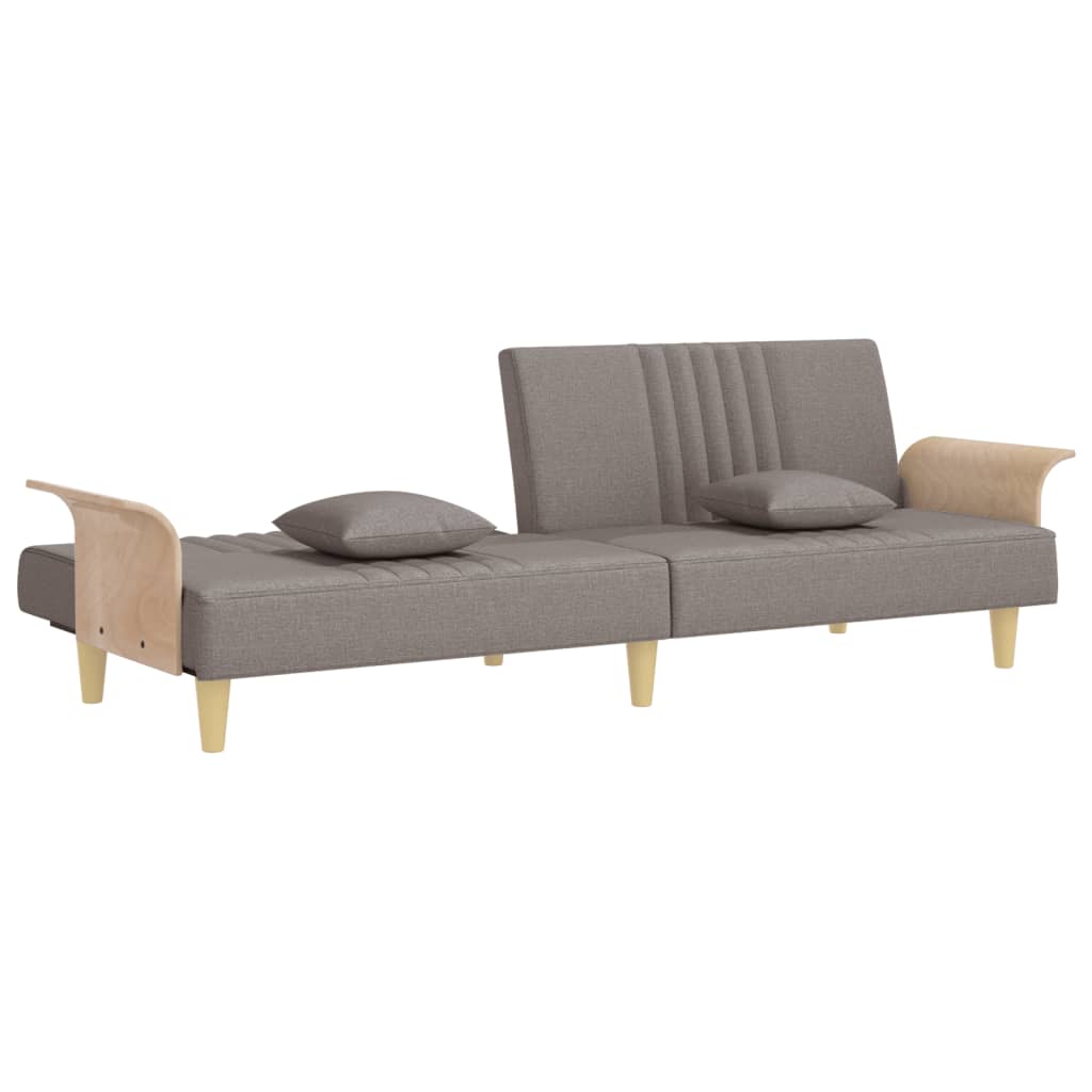 Sofá-cama com apoio de braços tecido cinzento-acastanhado