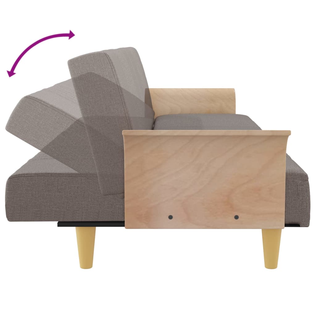Sofá-cama com apoio de braços tecido cinzento-acastanhado