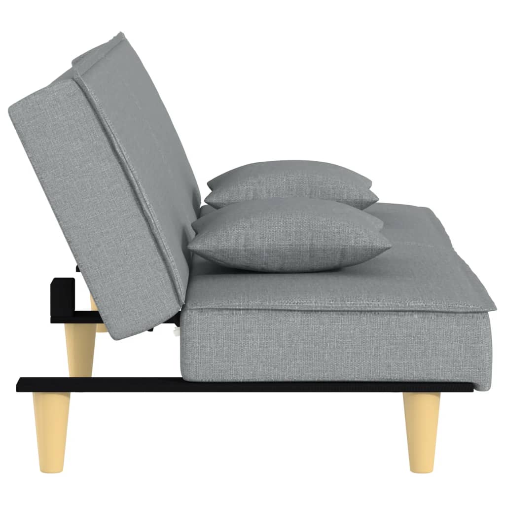 Sofá-cama tecido cinzento-claro