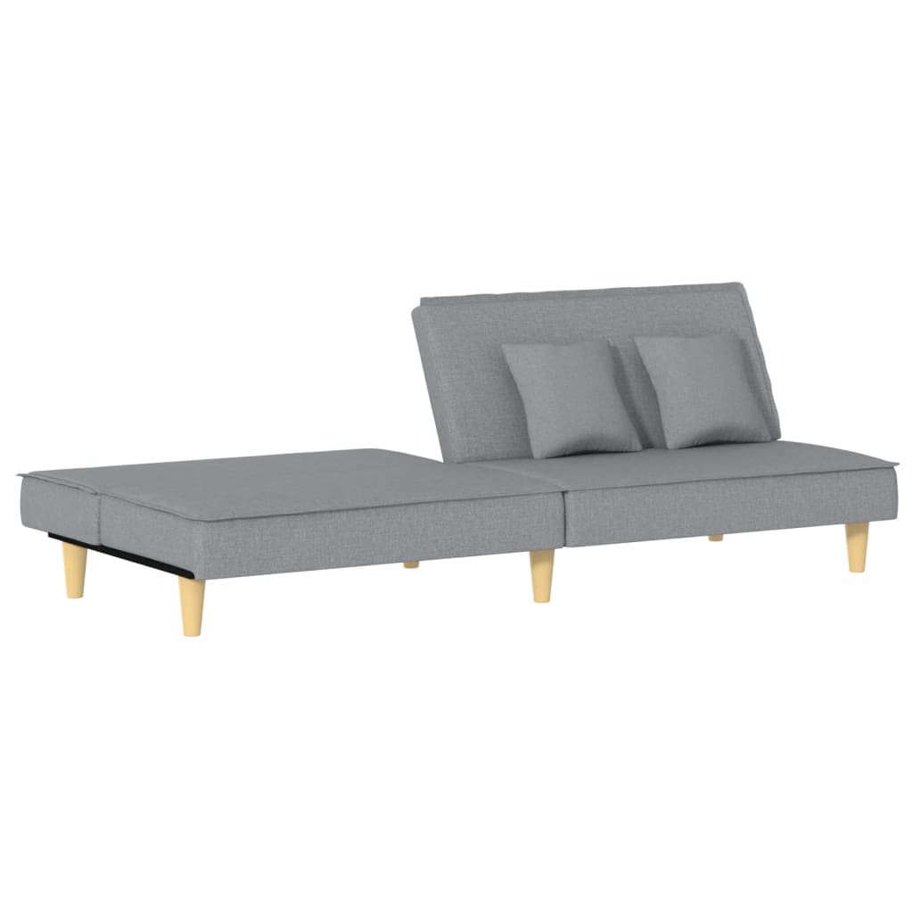 Sofá-cama tecido cinzento-claro