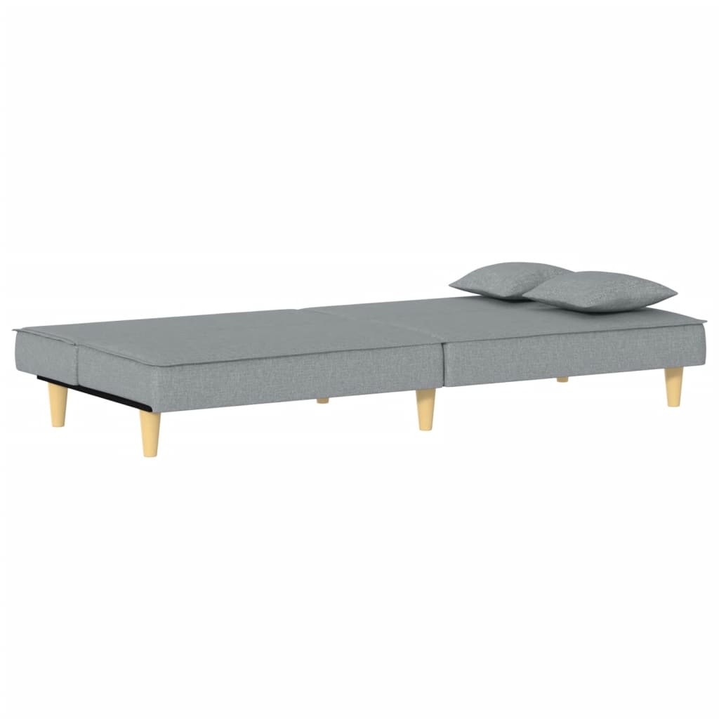 Sofá-cama tecido cinzento-claro