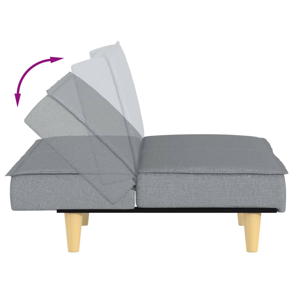 Sofá-cama tecido cinzento-claro