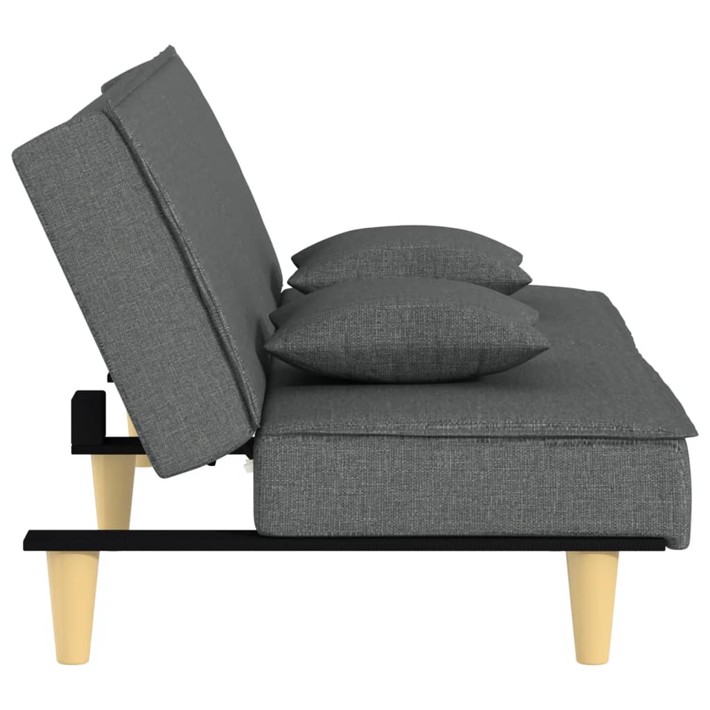 Sofá-cama tecido cinzento-escuro