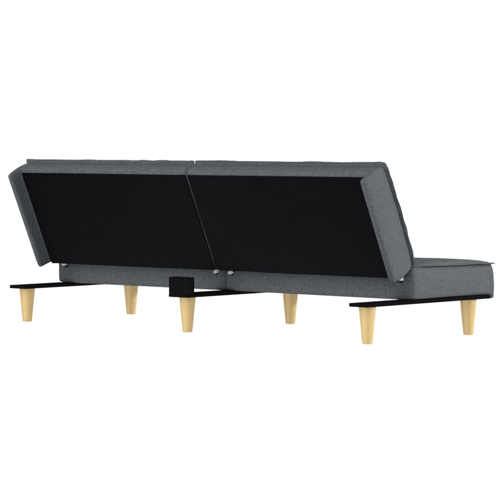 Sofá-cama tecido cinzento-escuro
